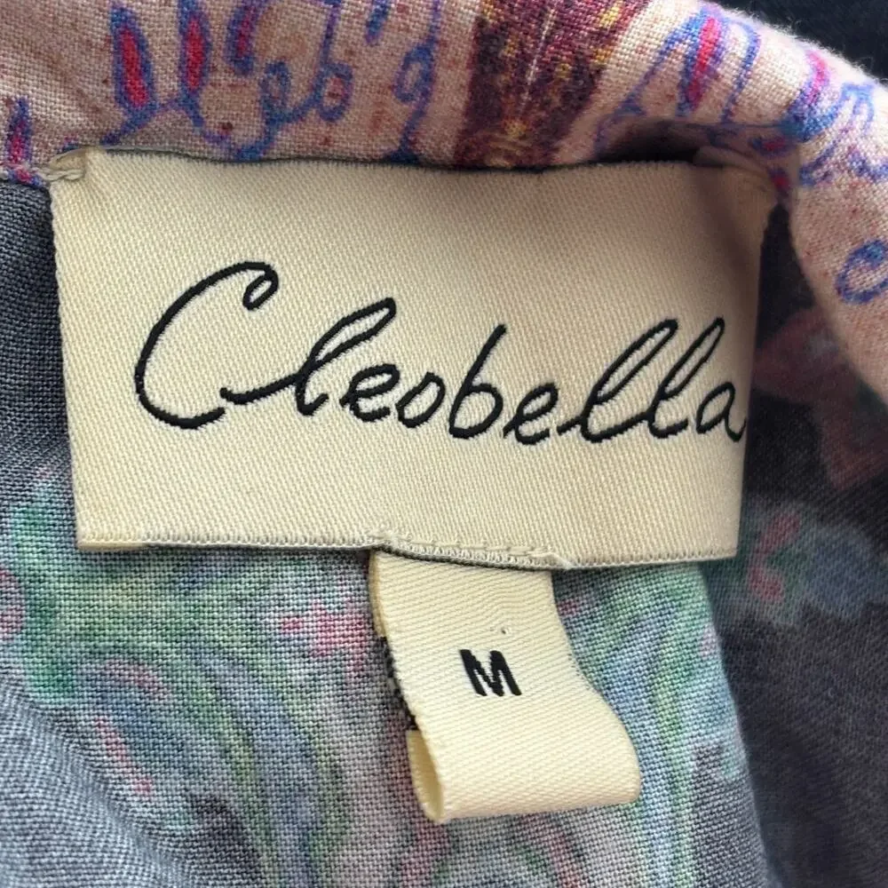 Cleobella Onyx Tropical Button Down Long Sleeve Pajama Top